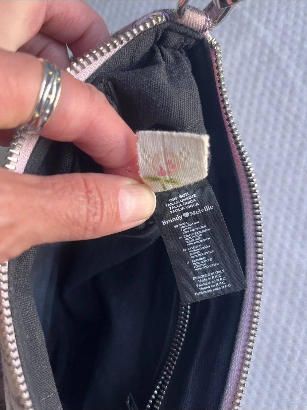 Brandy Melville Y2K Shoulder Bag | Lavender Plaid Baguette Purse | Indie - Picture 10 of 12